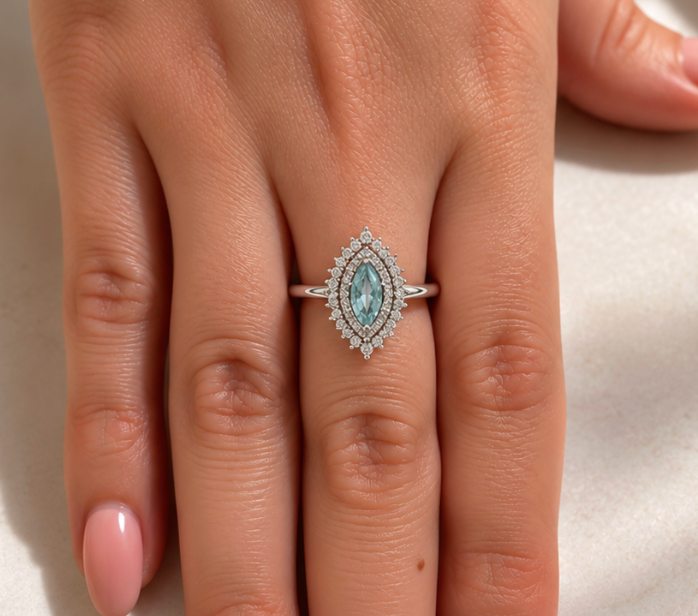 Anillo Marquisse Aguamarina