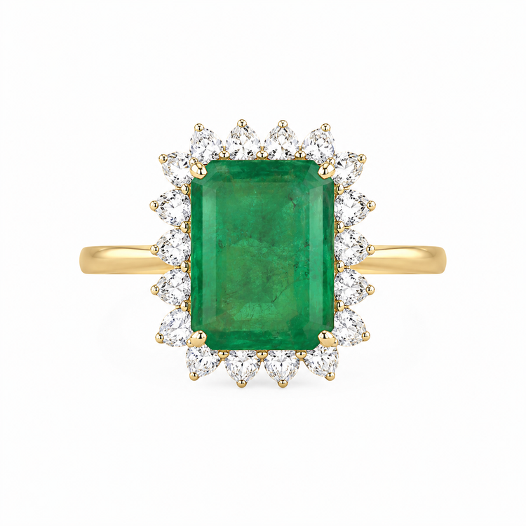 Anillo Esmeralda Halo Diamantes