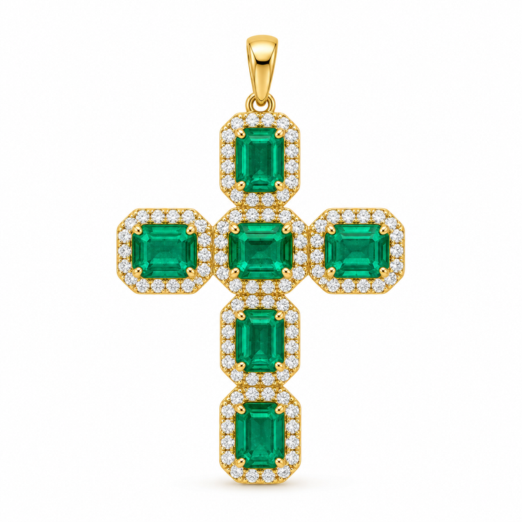 Dije Cruz Esmeralda Diamantes