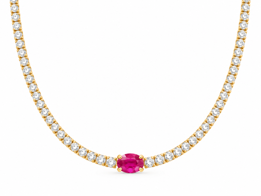 Tennis Necklace Diamantes Rubí