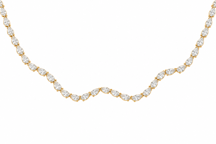 Tennis necklace pears wavy