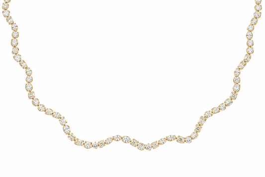 Tennis necklace multishape wavy