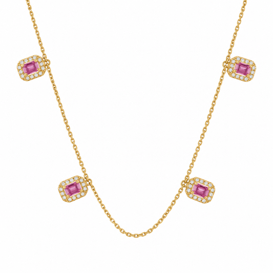 Collar con zafiro rosa y diamantes