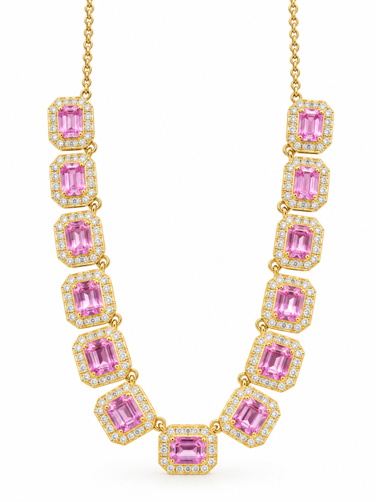 Collar Zafiro Rosa Diamantes
