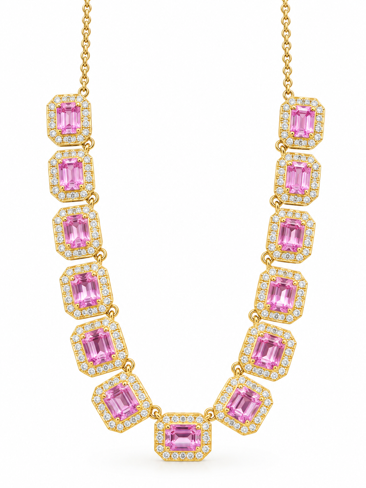 Collar Zafiro Rosa Diamantes