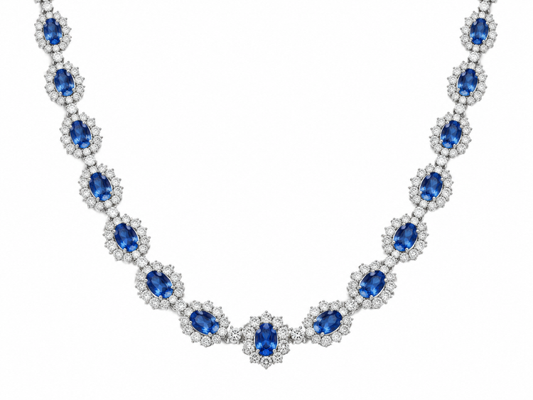 Tennis Necklace Zafiro Diamantes