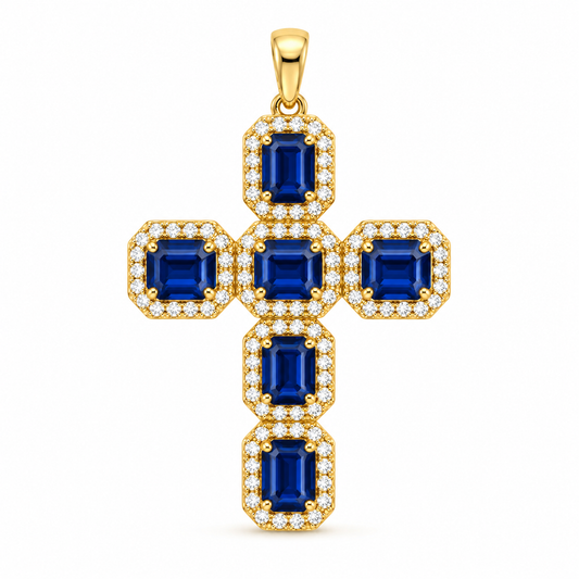 Dije Cruz Zafiro Diamantes