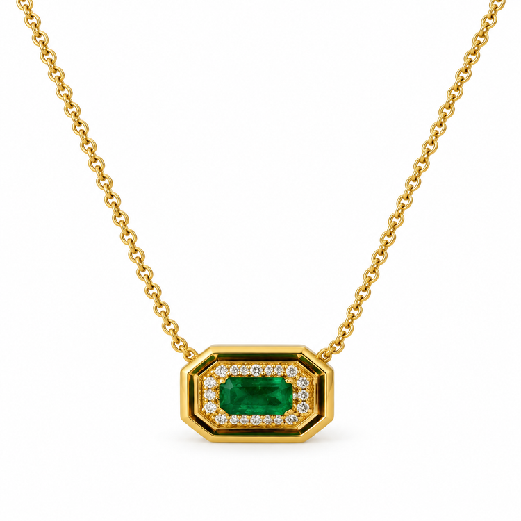Collar emerald con diamantes