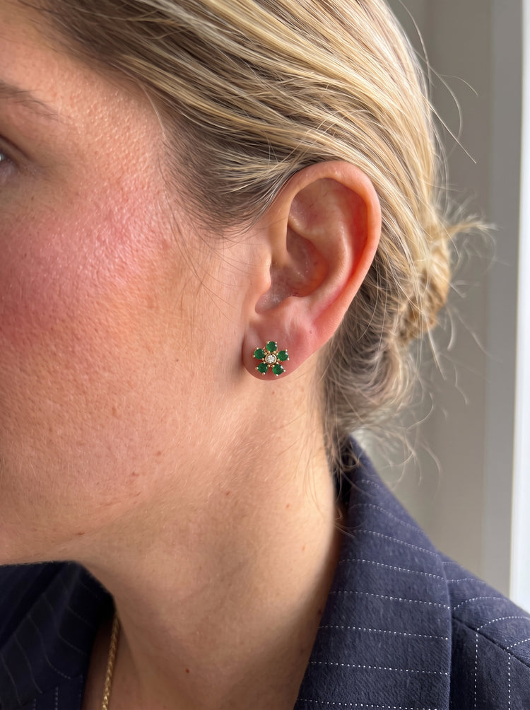 Aretes Flor Esmeralda