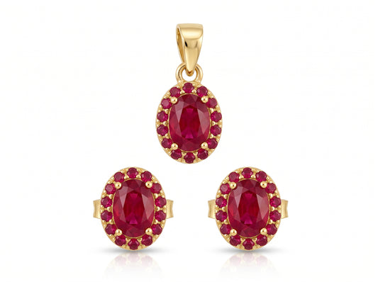 Set Rubí Aretes y Dije