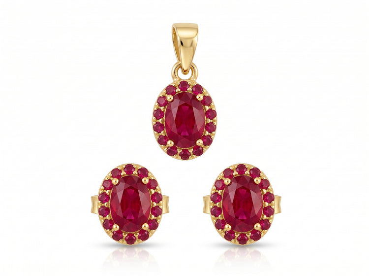 Set Rubí Aretes y Dije