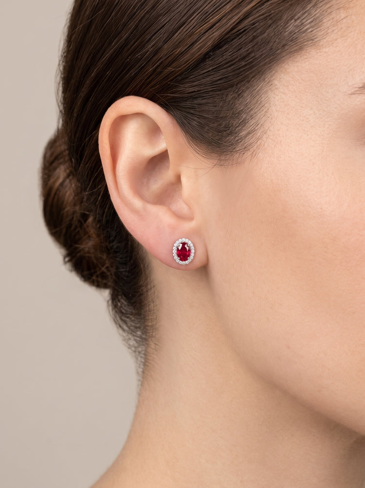 Aretes rubí y diamantes