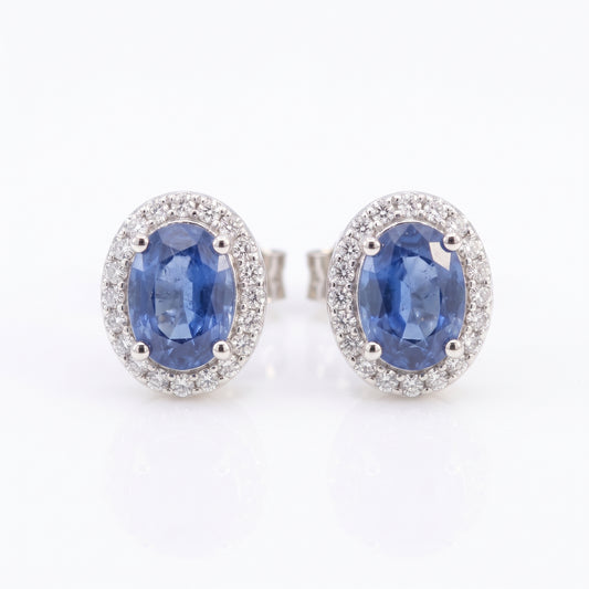 Aretes diamantes y zafiros