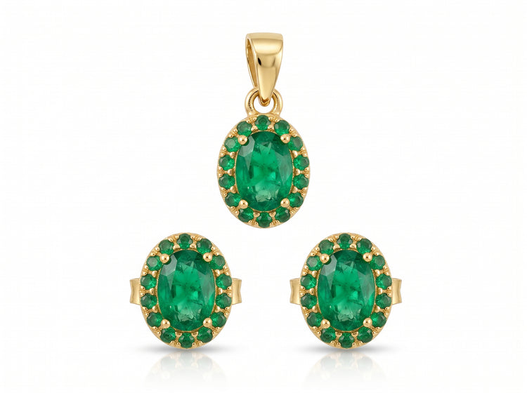 Set Esmeralda Aretes y Dije
