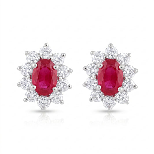 Aretes Rubí y diamantes