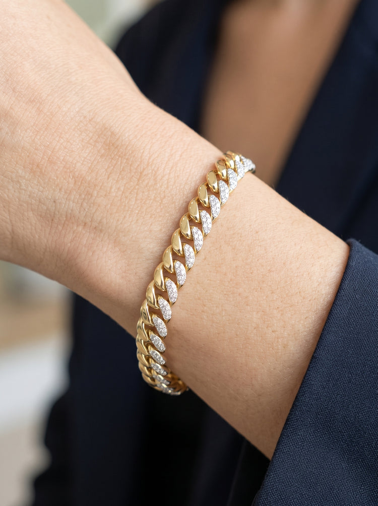 Pulsera Cubana con Diamantes