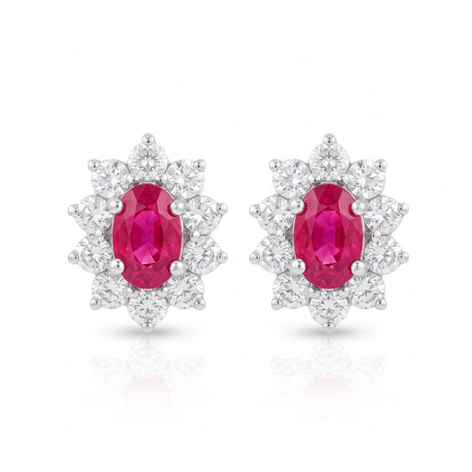 Aretes Rubí y diamantes