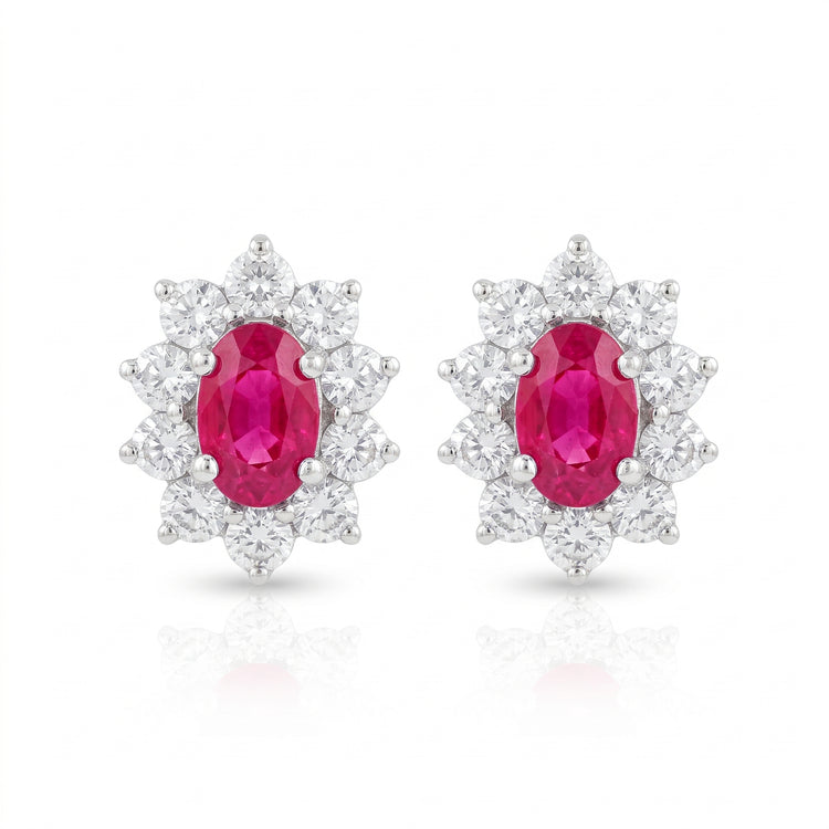Aretes Rubí y diamantes