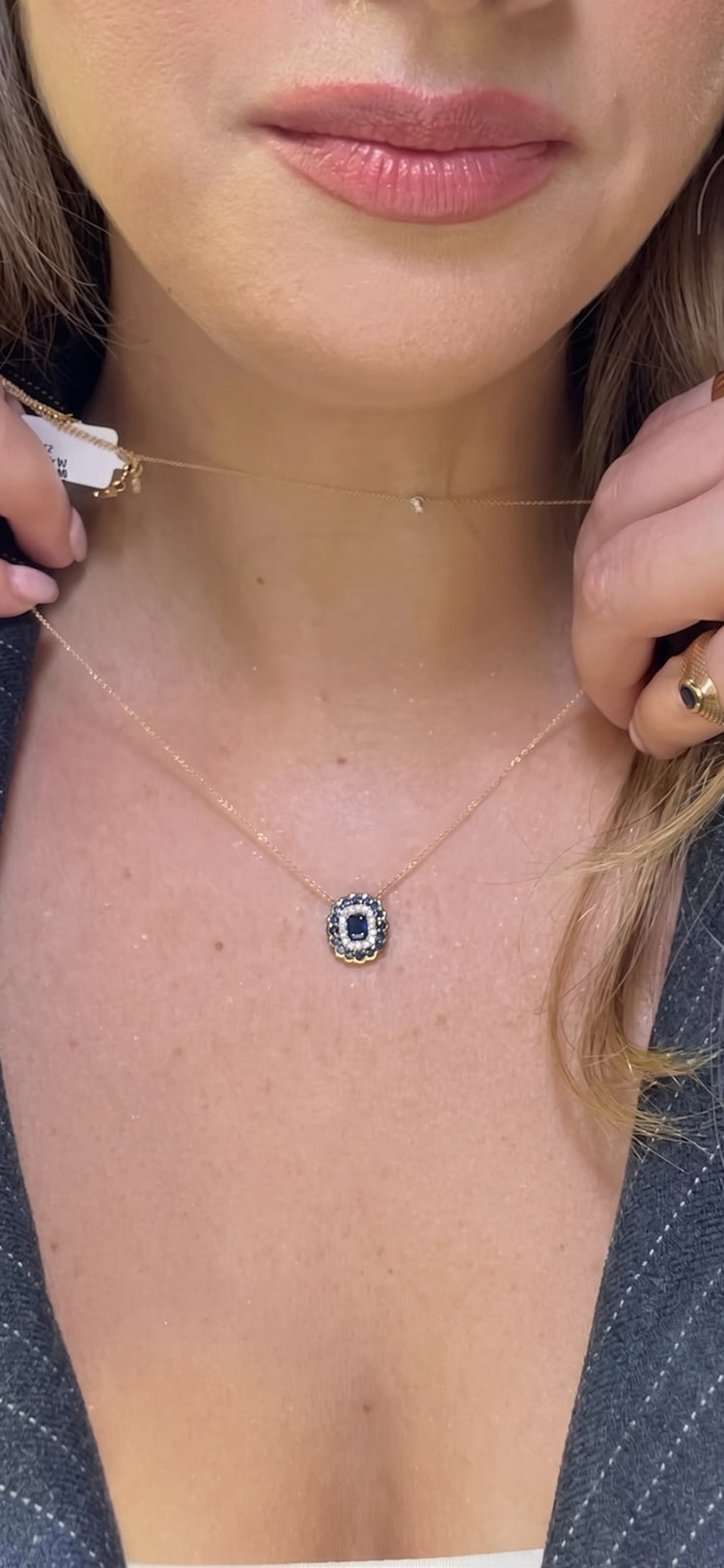 Collar Doble Halo Zafiro