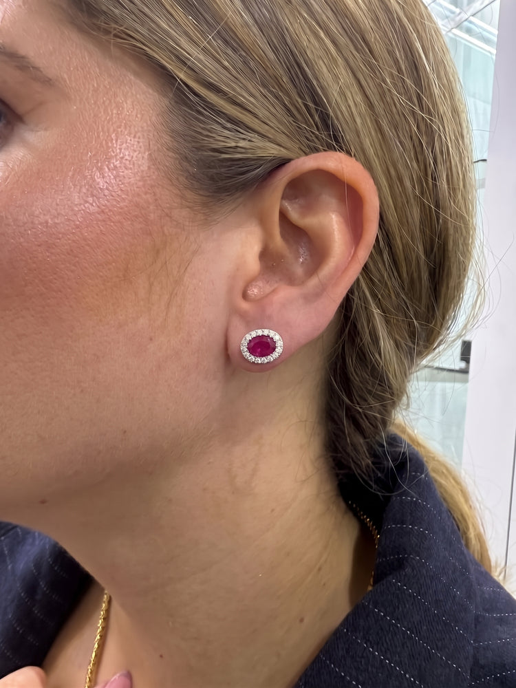 Aretes Rubí Diamantes