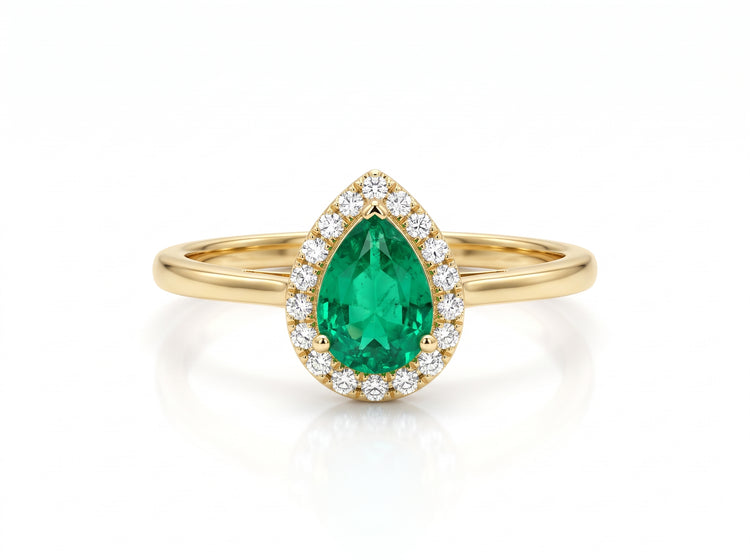 Anillo Esmeralda Pear Halo