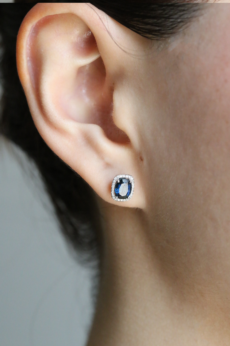 Aretes de Zafiro con Diamantes Naturales