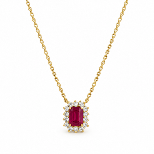 Collar diamante con rubí