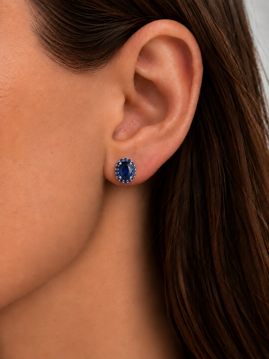 Aretes Zafiro Halo Zafiro