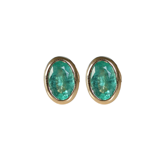 Aretes de Esmeralda Studs Ovalados