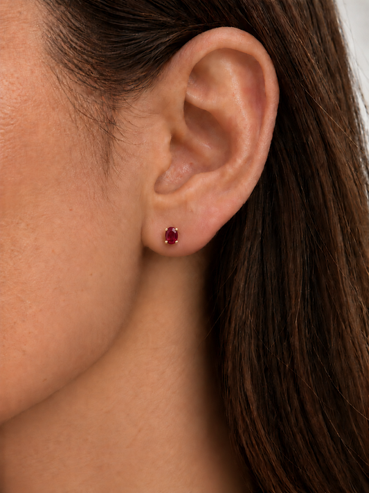 Aretes Rubí Oval