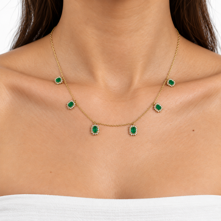 Collar diamantes esmeraldas