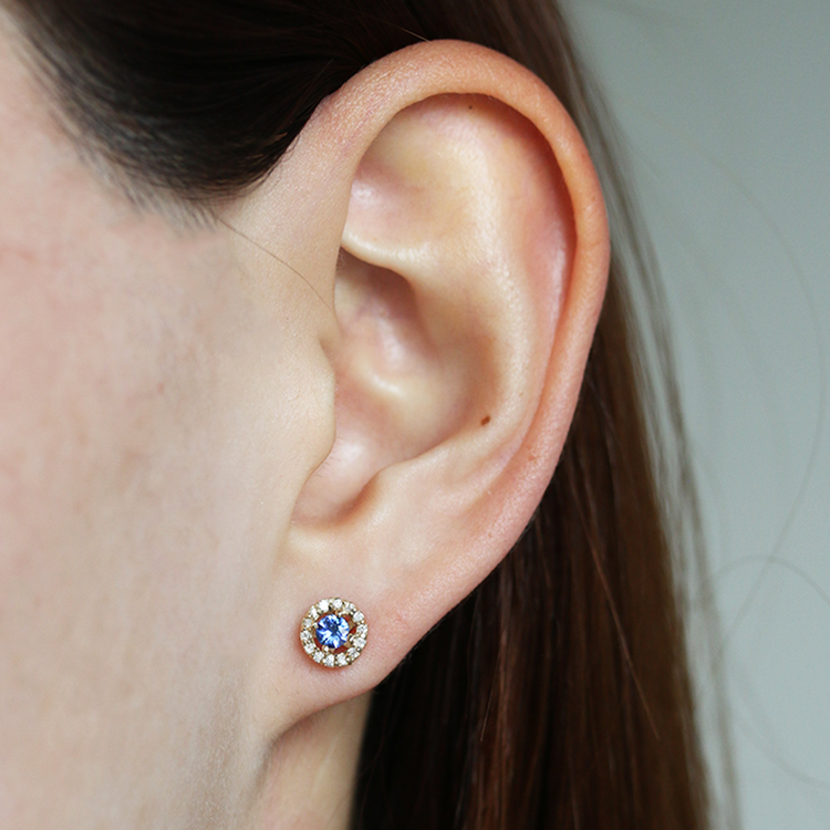 Aretes Zafiro y Diamantes