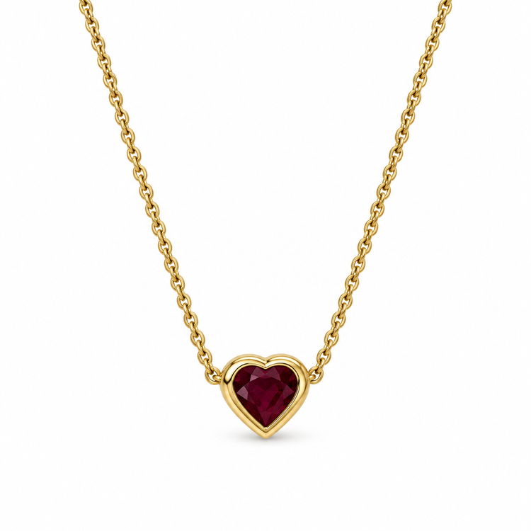 Collar de corazón rubí