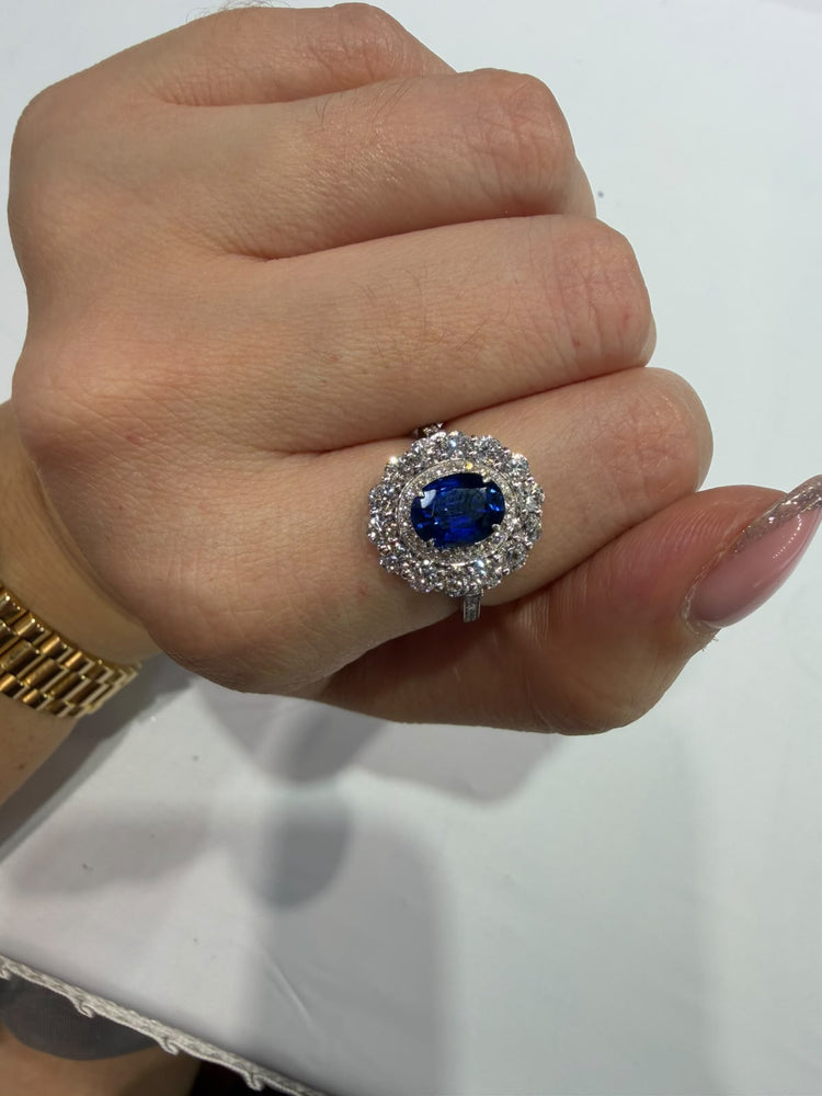 Anillo Zafiro Azul Diamantes