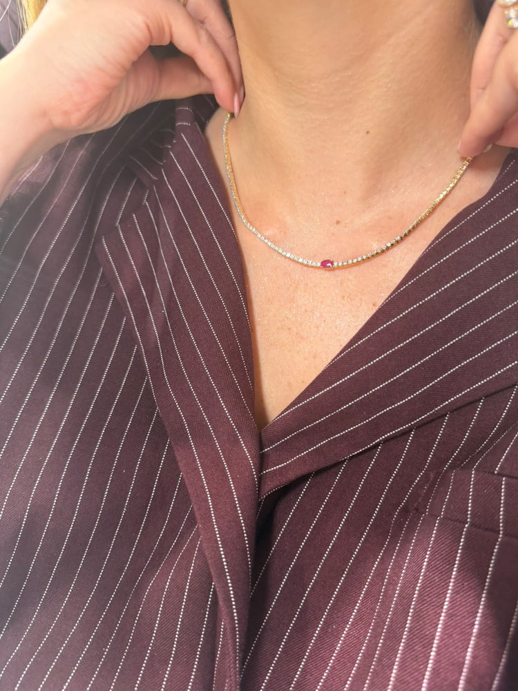 Tennis Necklace Diamantes Rubí