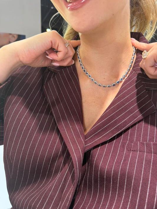 Tennis Necklace Zafiro Diamantes