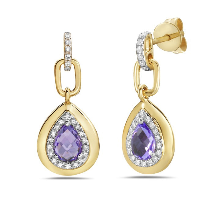 Aretes Ametista y Diamantes