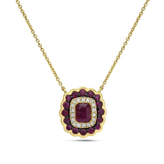 Collar Doble Halo Rubí