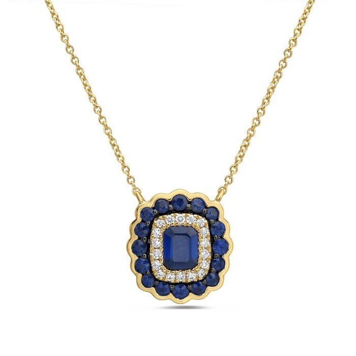 Collar Doble Halo Zafiro