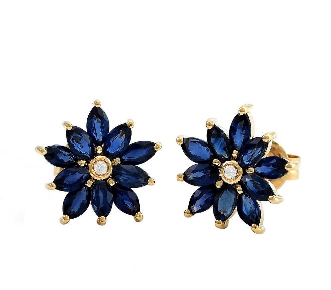 Aretes Flor Zafiros