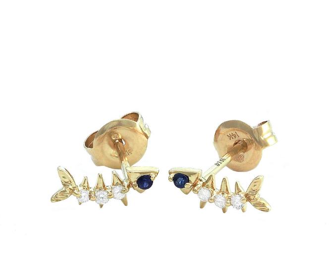 Aretes Pescado Diamantes