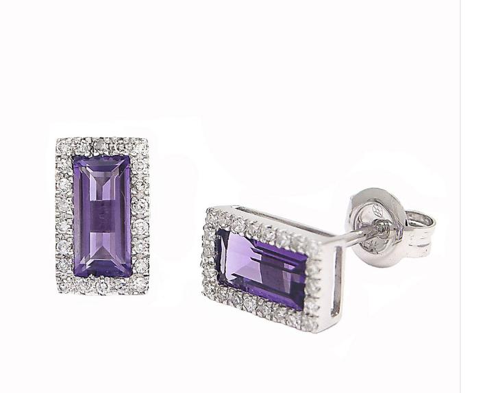 Aretes Amatista Baguette