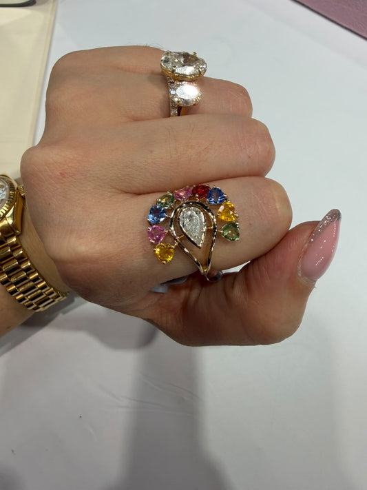 Anillo Zafiros Rainbow Diamante
