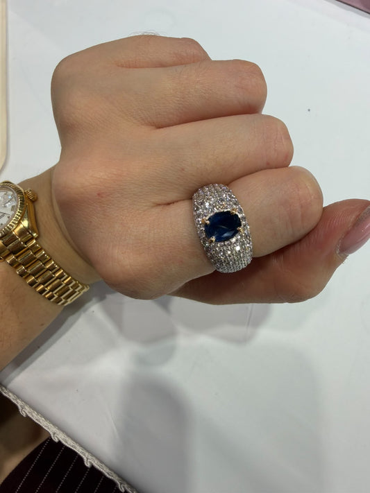 Anillo Zafiro Diamantes