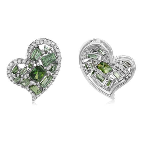 White & Green Diamond Heart Pendant