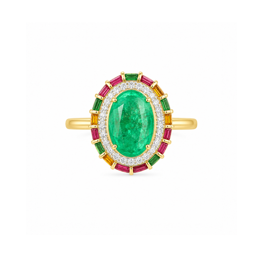 Anillo Esmeralda, Diamantes y Zafiros