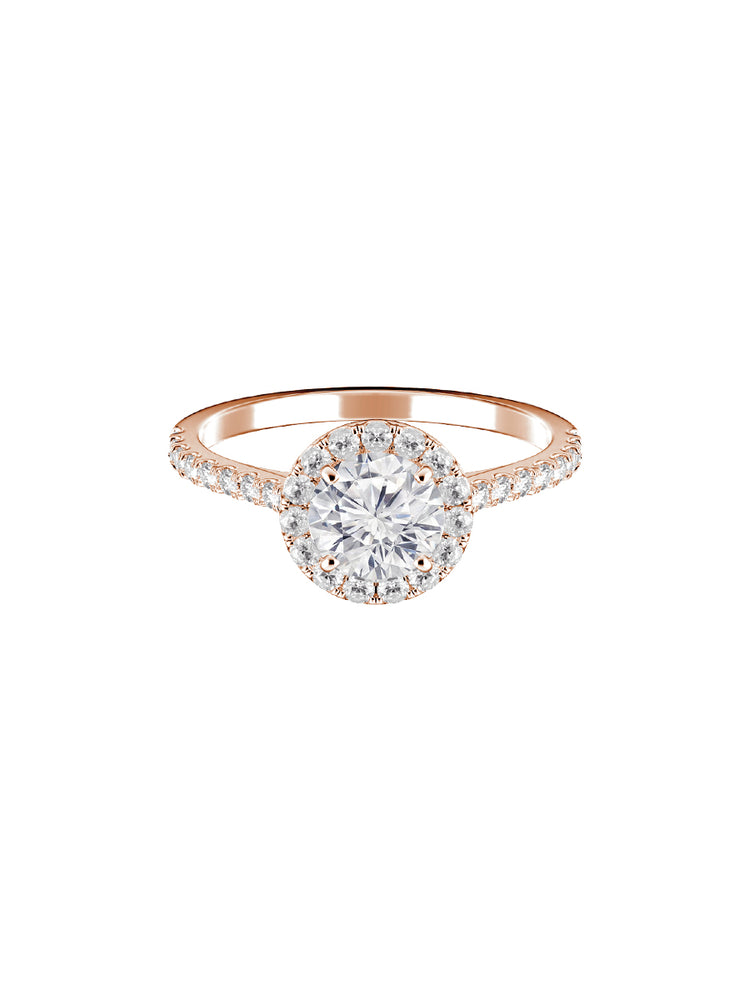 Montura estilo halo y pavé con diamantes de .02ct