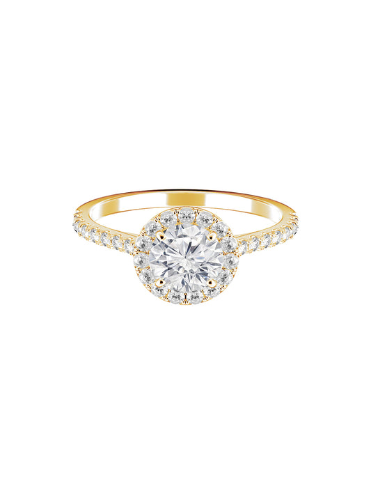 .03cts / ea Pave & Halo Diamond Engagement Ring