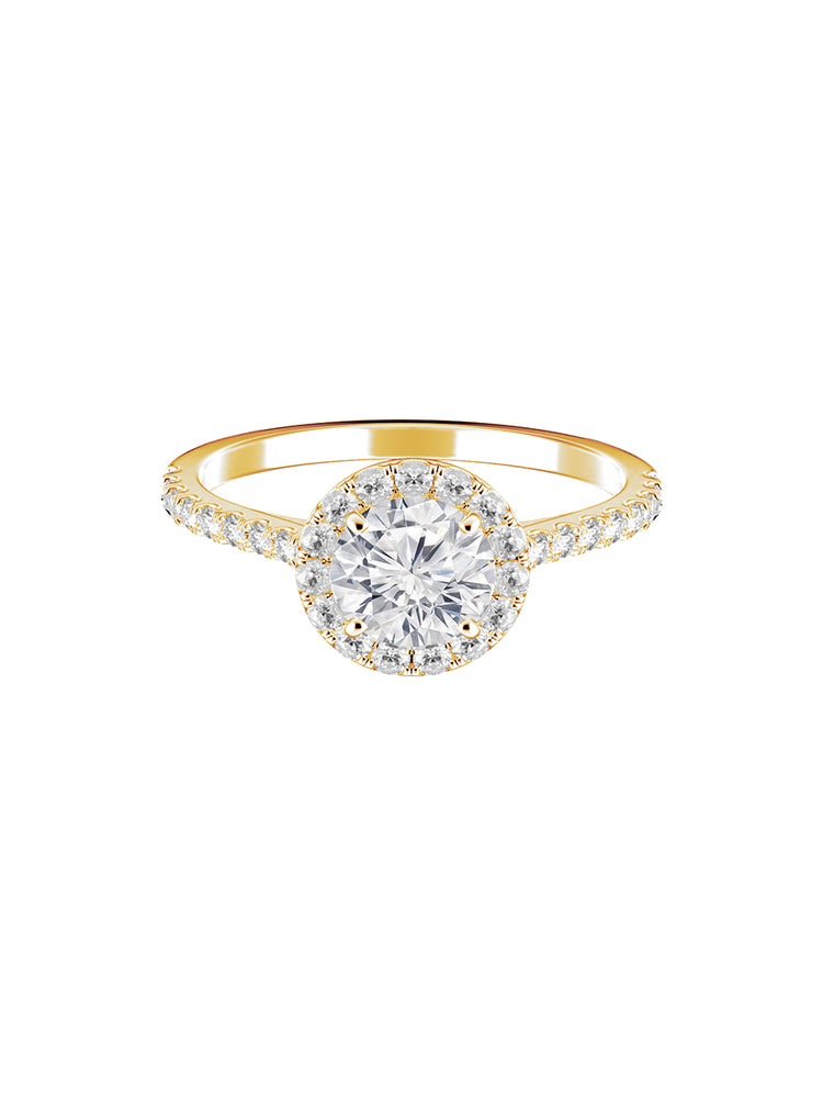 .02cts each halo and pavé diamond engagement ring