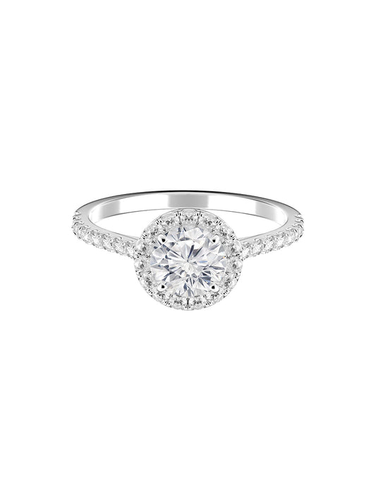.03cts / ea Pave & Halo Diamond Engagement Ring